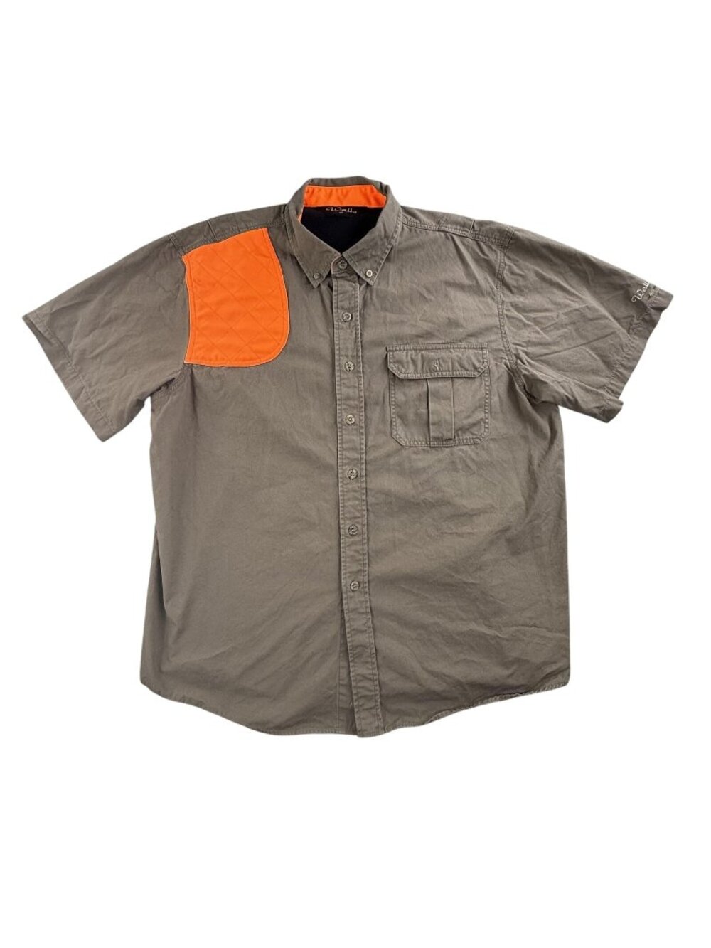 Walls Shirt Mens XL Brown Orange Short Sleeve Button Up Hunting Vented Patch